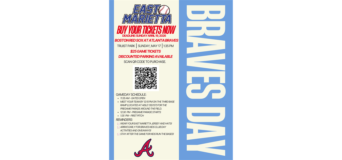 BRAVES DAY - SUNDAY, MAY 17 AT 1:35 PM - CLICK TO BUY TICKETS!